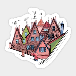 Color Medieval old town of Rothenburg ob der Tauber, Bavaria, Germany Sticker